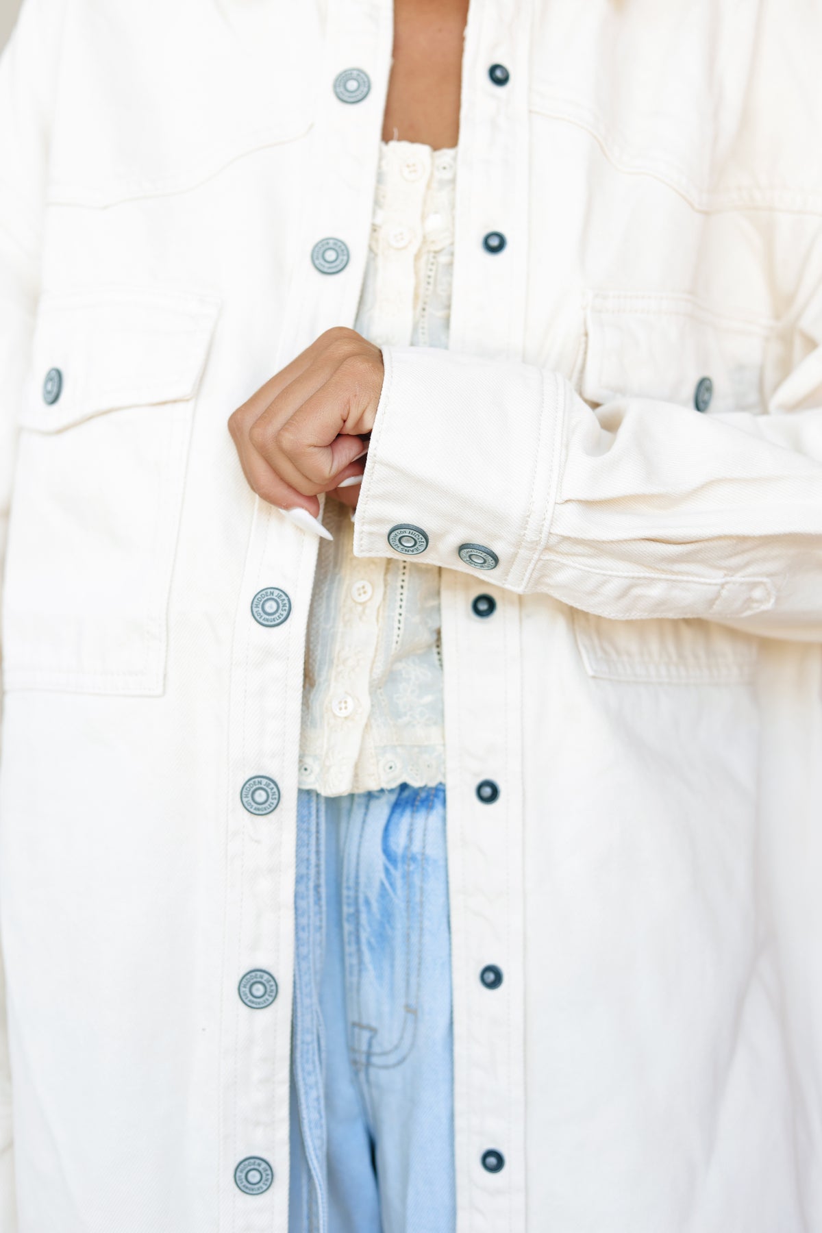 Ecru Wash Oversized Western Shirt