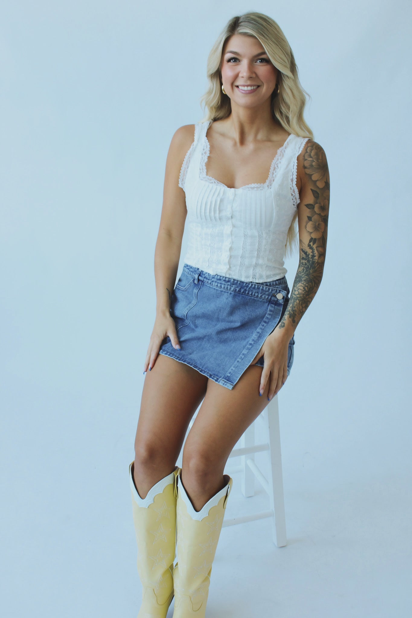 Angel Dreams Lace Sleeveless Ruffle Top