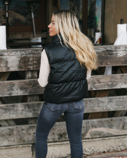 Coated with Love Vegan Leather Puffer Vest