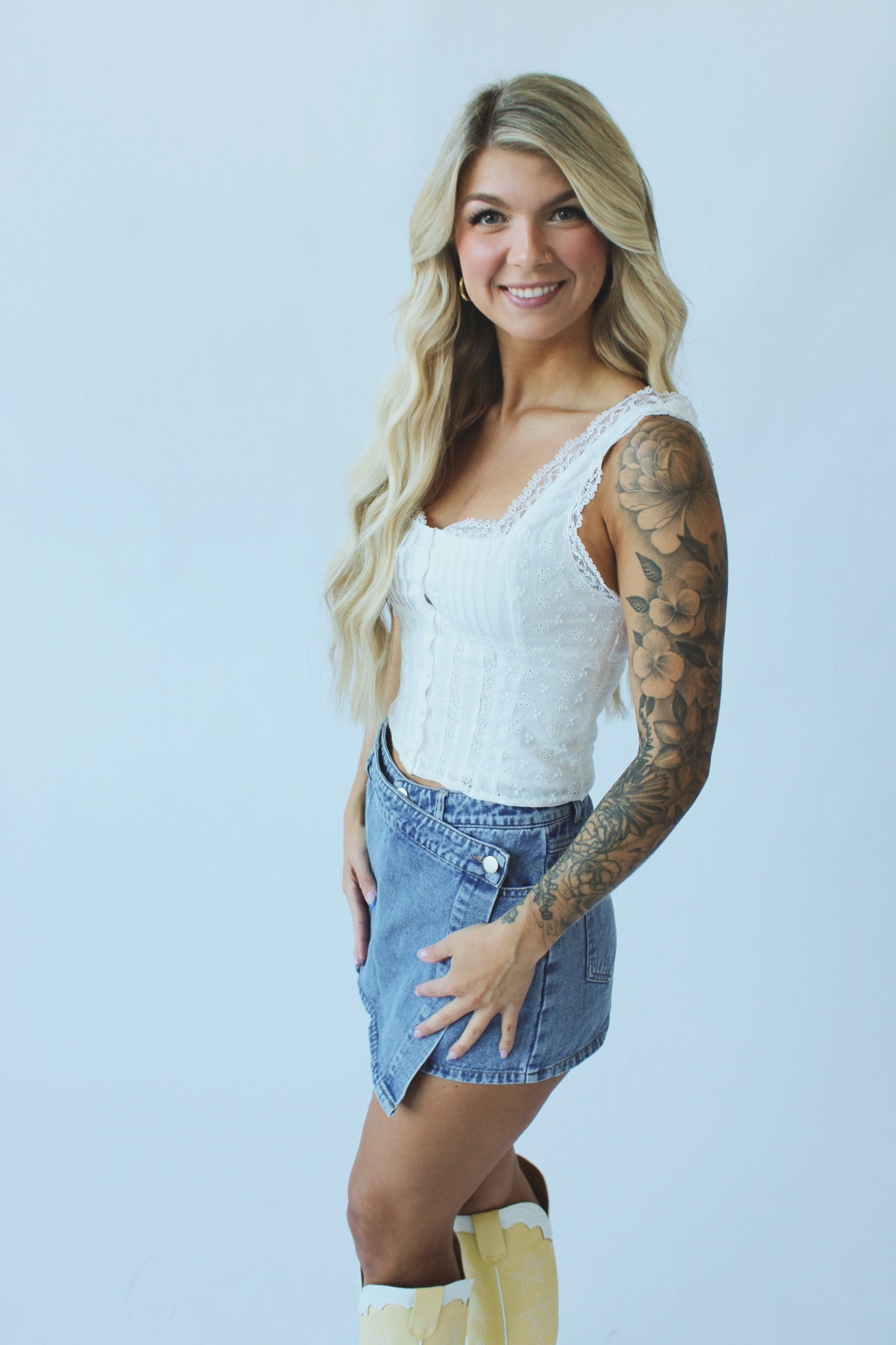 Angel Dreams Lace Sleeveless Ruffle Top