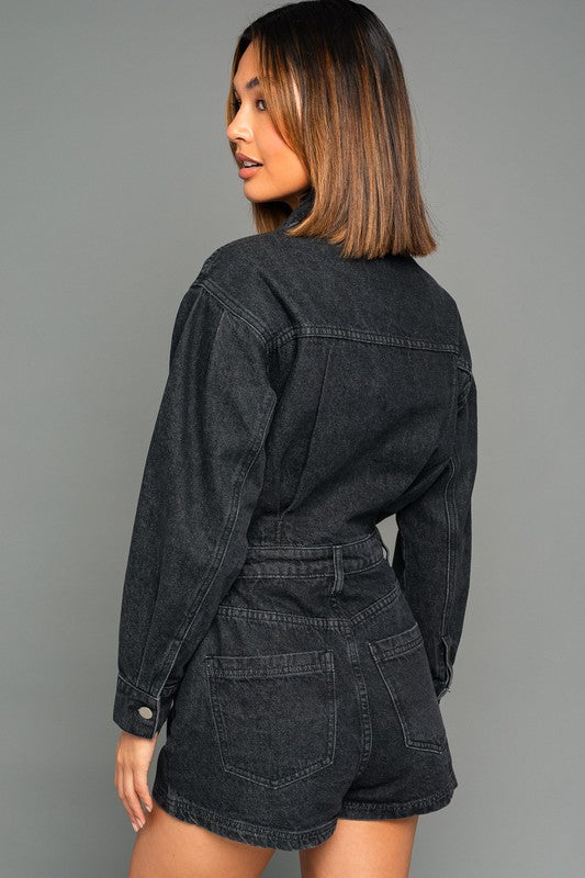 Ciara Romper Denim Long Sleeve