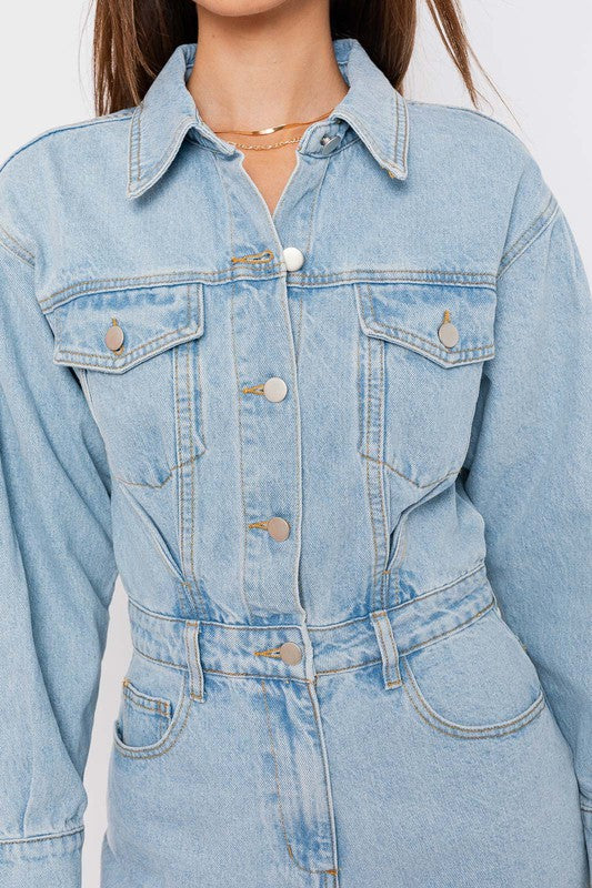 Ciara Romper Denim Long Sleeve