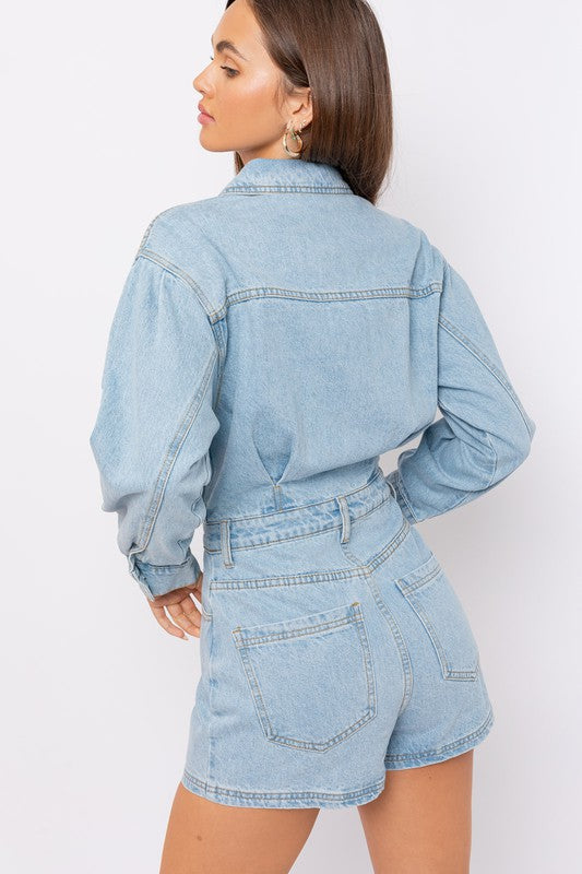 Ciara Romper Denim Long Sleeve