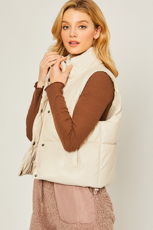 Coated with Love Vegan Leather Puffer Vest