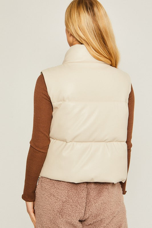 Coated with Love Vegan Leather Puffer Vest