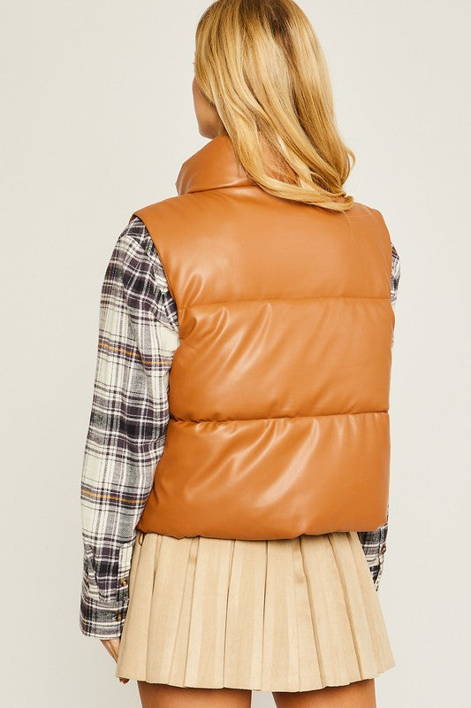 Coated with Love Vegan Leather Puffer Vest