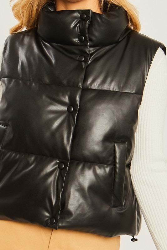 Coated with Love Vegan Leather Puffer Vest