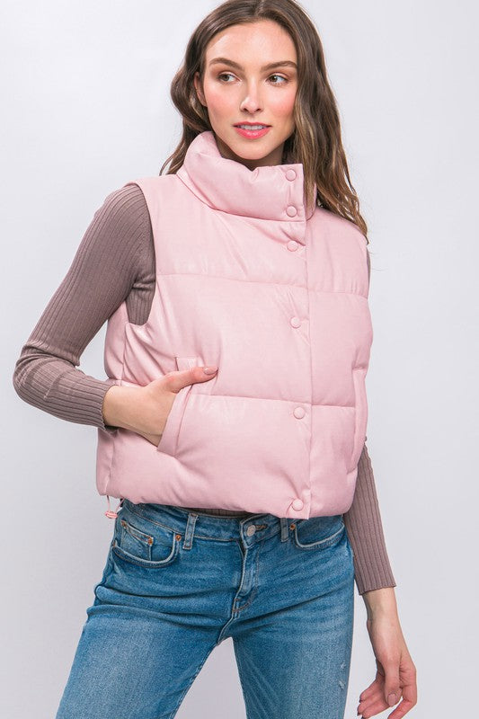 Coated with Love Vegan Leather Puffer Vest