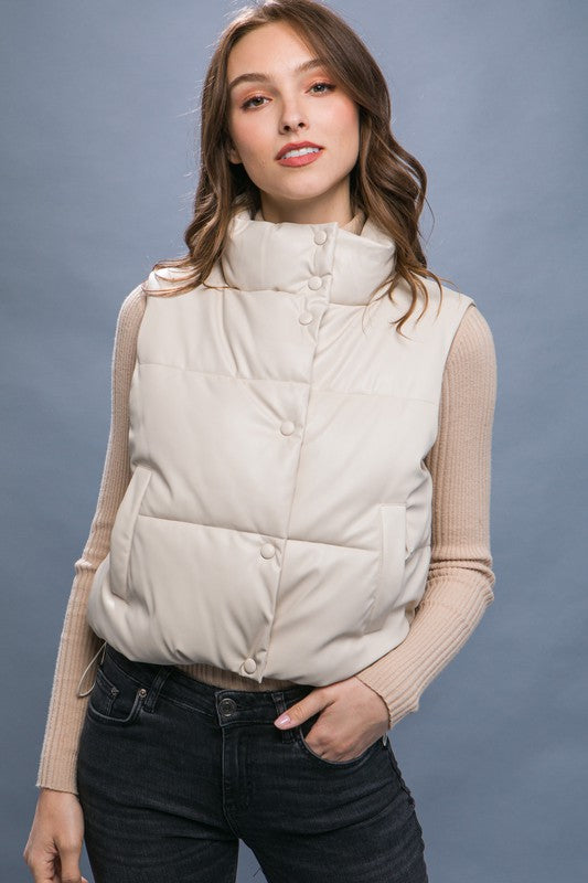 Coated with Love Vegan Leather Puffer Vest