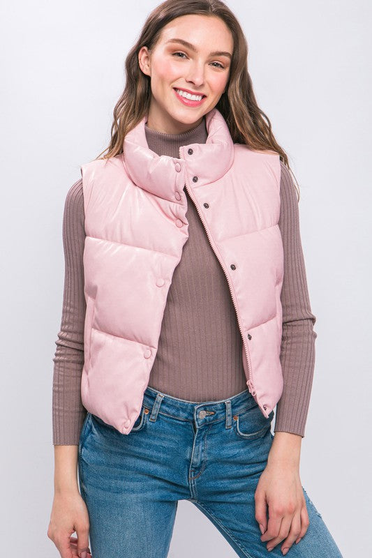 Coated with Love Vegan Leather Puffer Vest