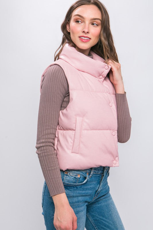 Coated with Love Vegan Leather Puffer Vest