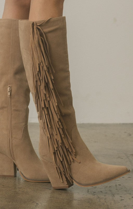 Way Out West Knee-High Fringe Boots