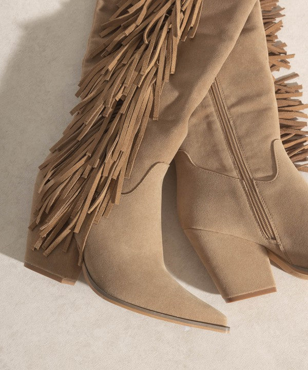 Way Out West Knee-High Fringe Boots