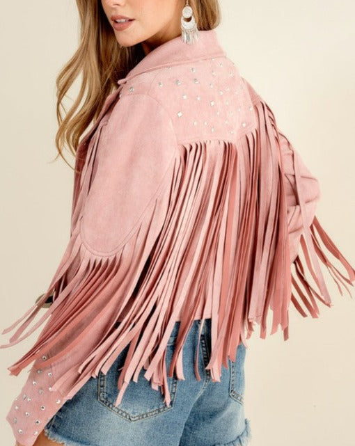 Studded Fringe Open Western Jacket