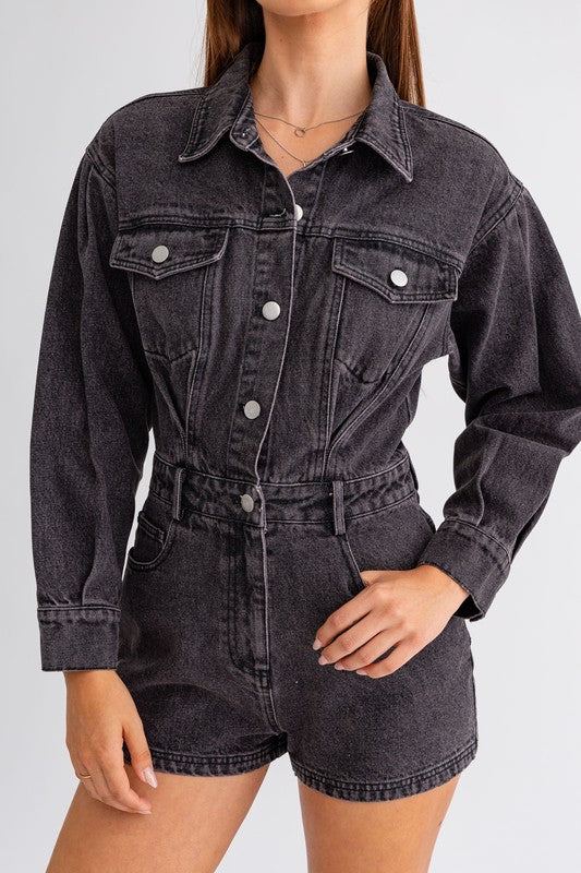 Ciara Romper Denim Long Sleeve