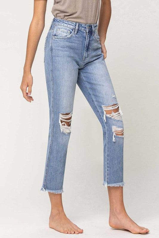 Flying Monkey High Rise Distressed Relaxed Straight Jean