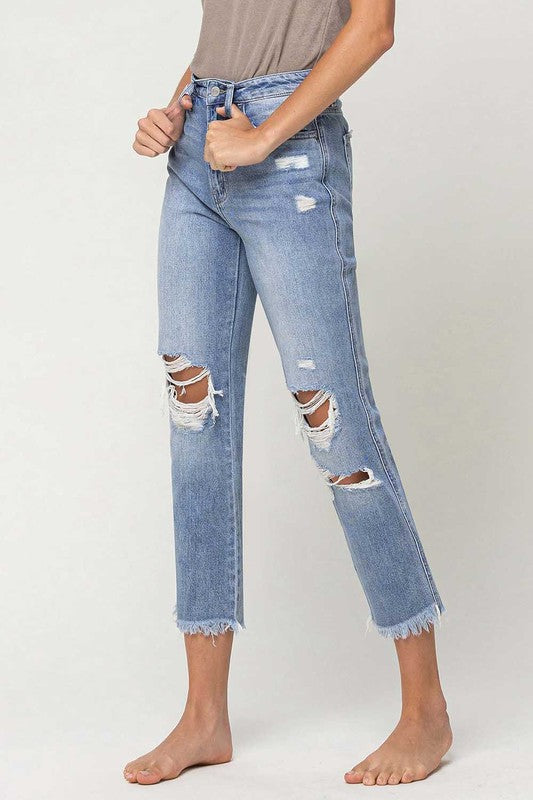 Flying Monkey High Rise Distressed Relaxed Straight Jean