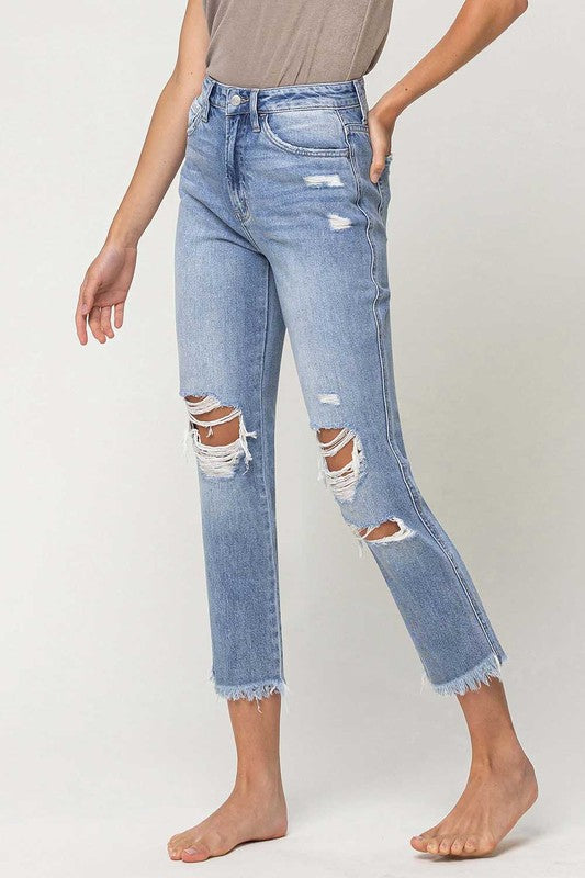 Flying Monkey High Rise Distressed Relaxed Straight Jean