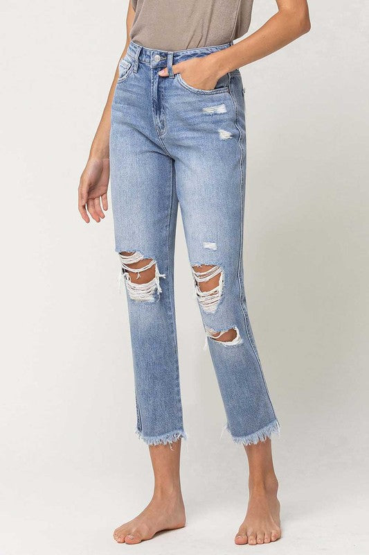 Flying Monkey High Rise Distressed Relaxed Straight Jean