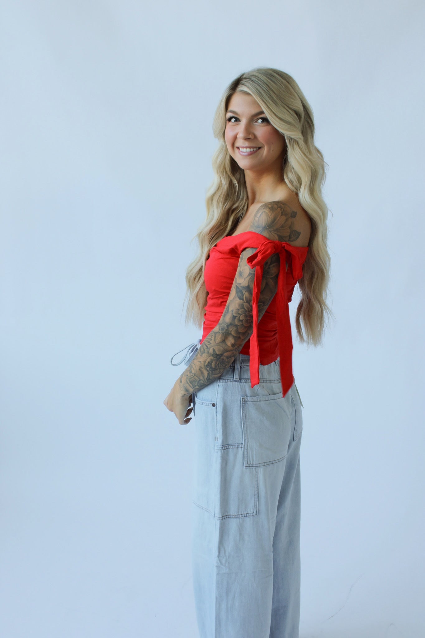 Coming Soon! Medium Light Drawstring Utility Pocket Wideleg Jeans
