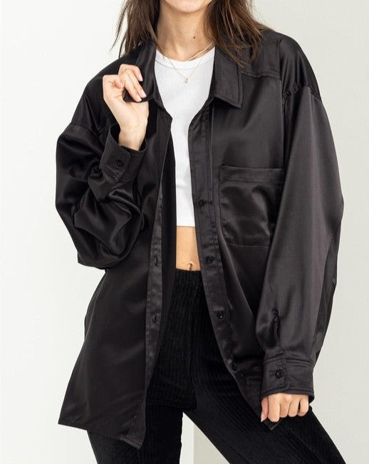 Completely Charmed Oversized Satin shirt