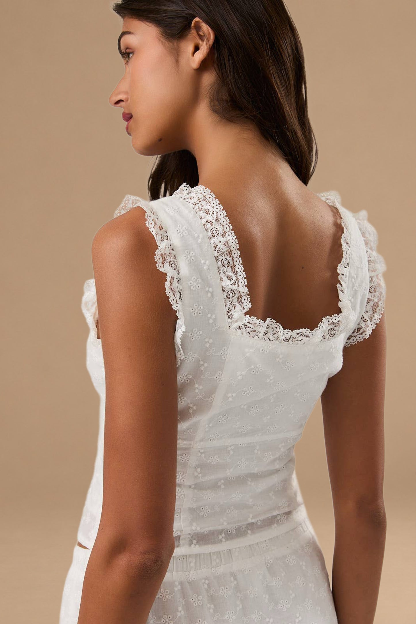 Angel Dreams Lace Sleeveless Ruffle Top