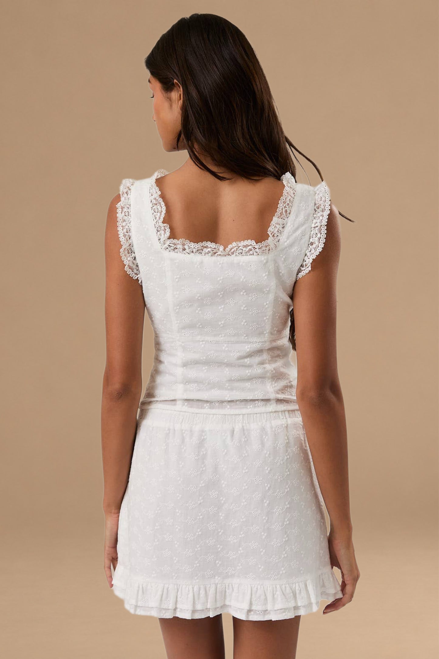 Angel Dreams Lace Sleeveless Ruffle Top