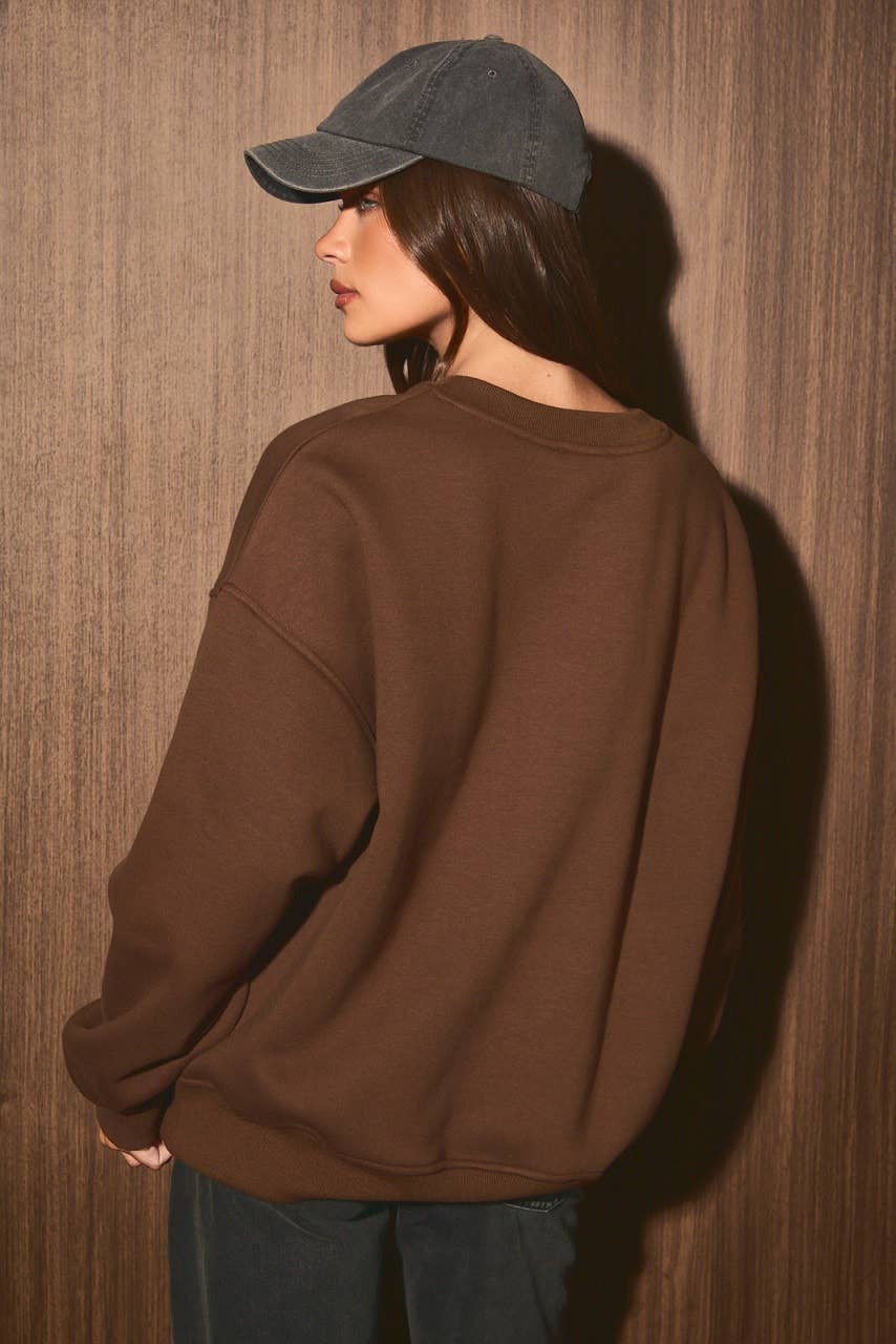 Frenchie Oversized Crew Neck Sweatshirt