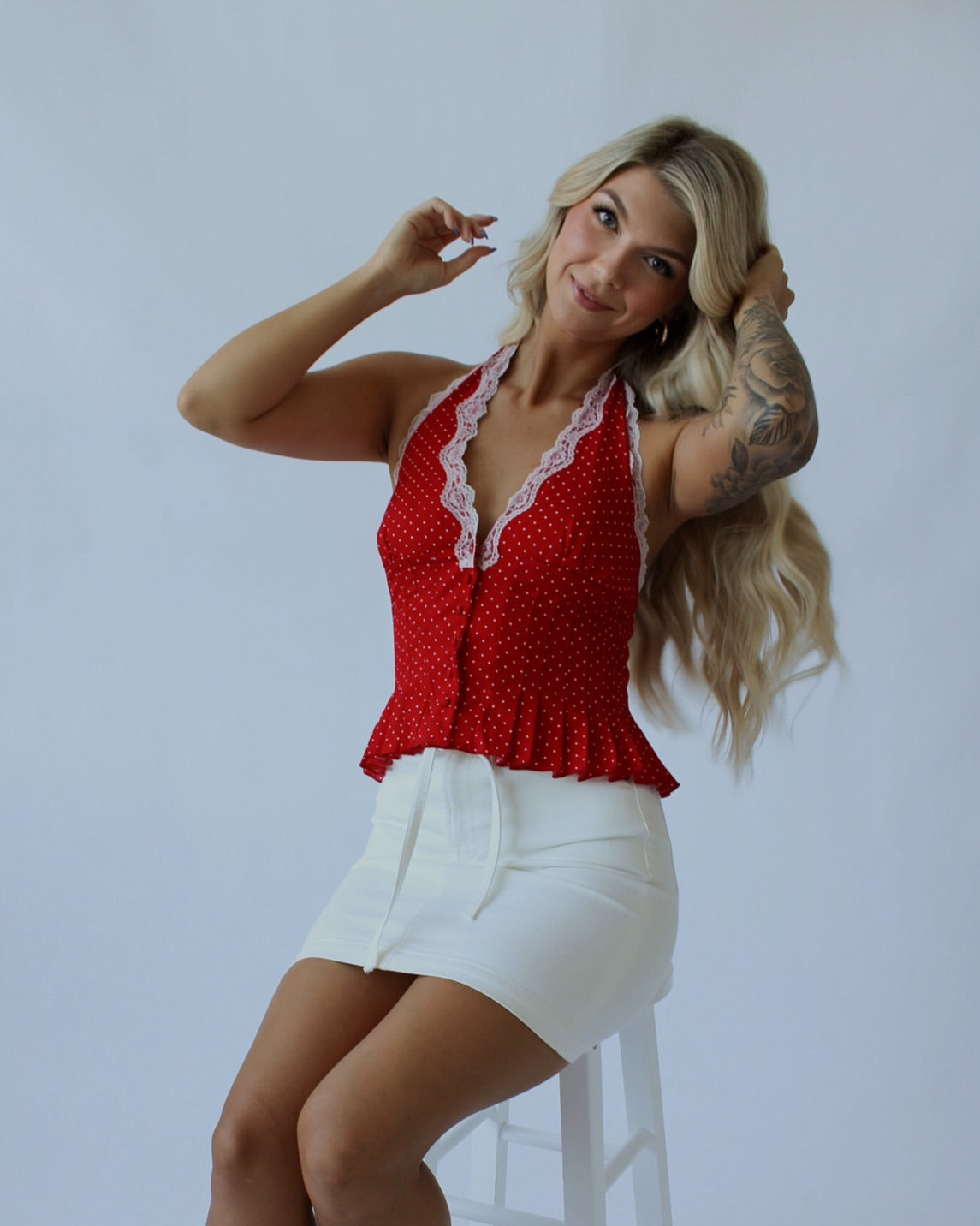The Rosalie Polka Dot Top 🤍