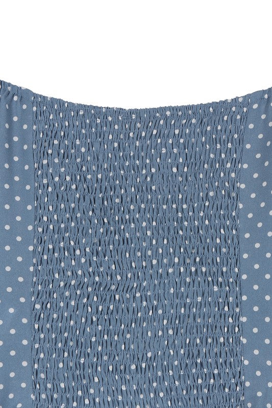 Ruched polka dot crop top