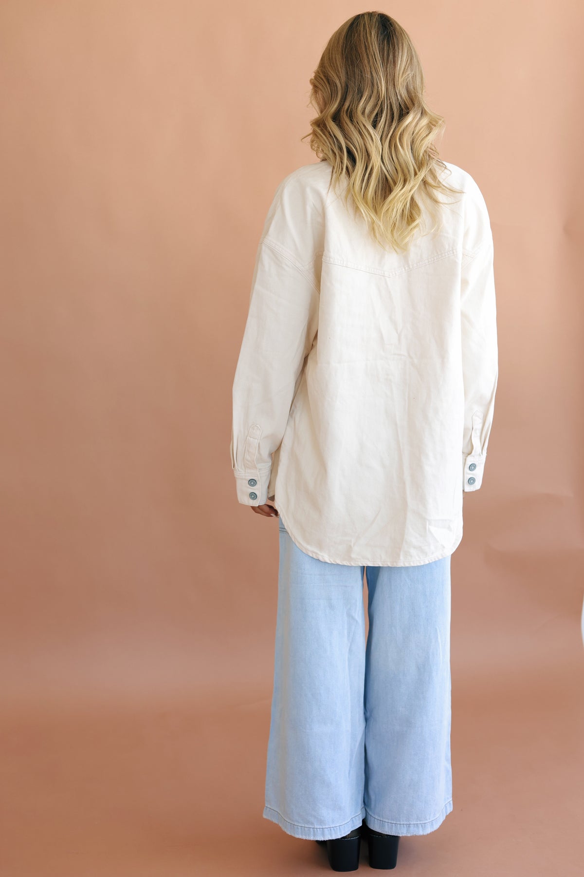 Ecru Wash Oversized Western Shirt