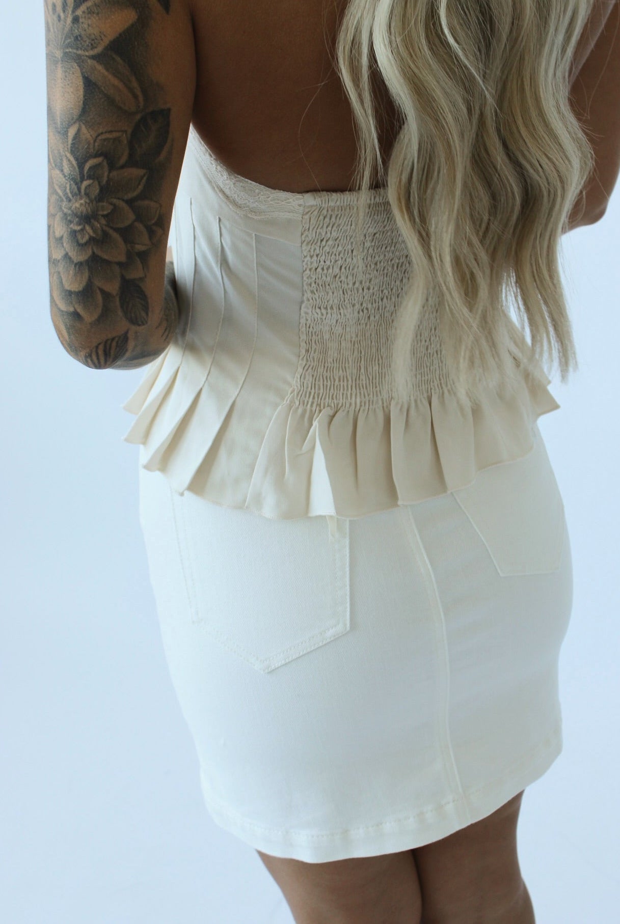 Pearl Wash Tie Waist Mini Skirt