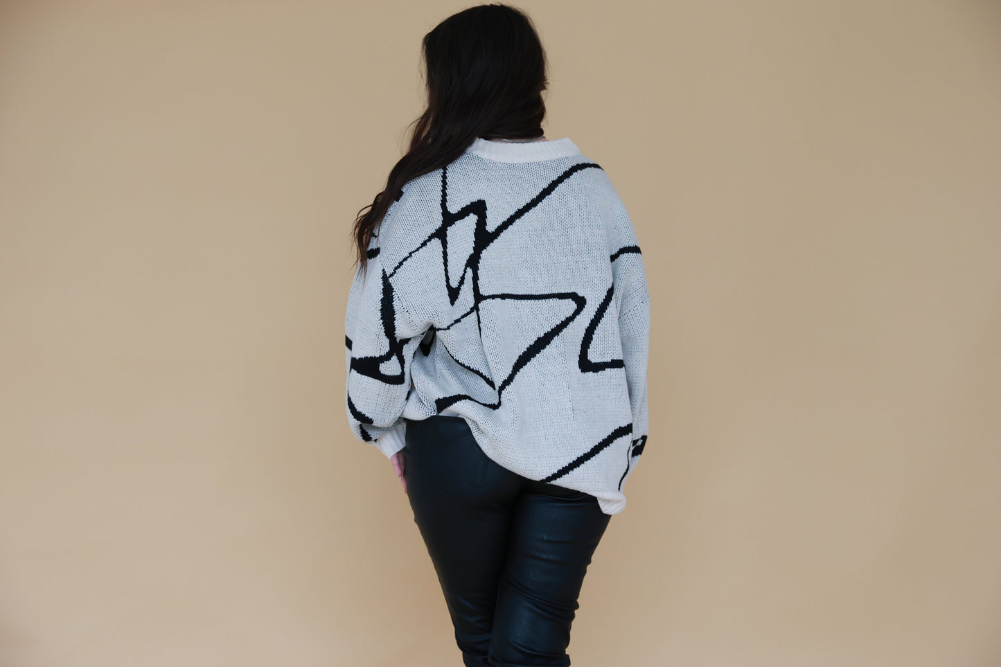 Abstract Pattern Oversized Sweater Top