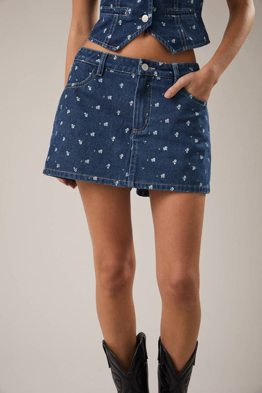 Sweet Daisy Denim Skort