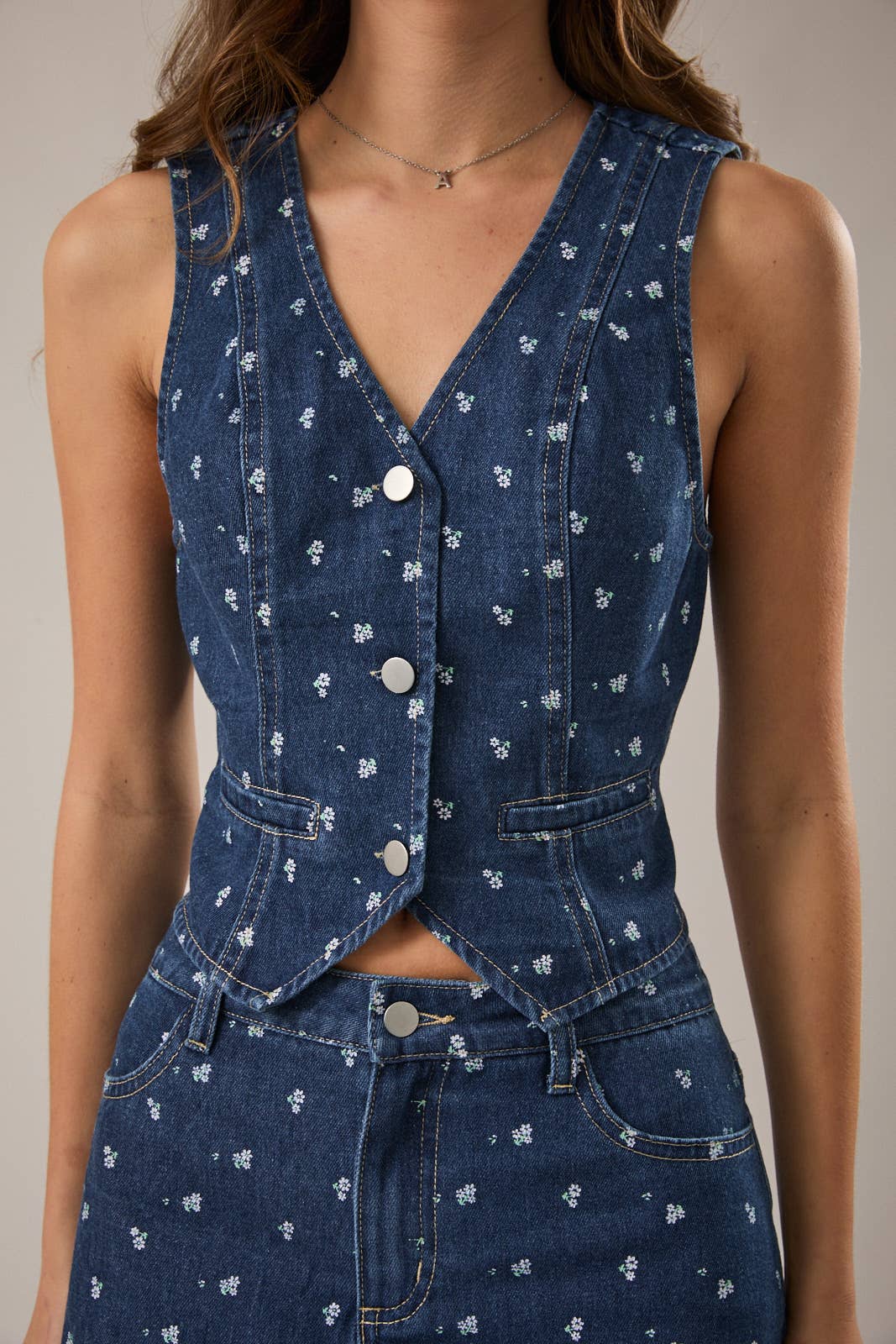 Sweet Daisy Denim Vest