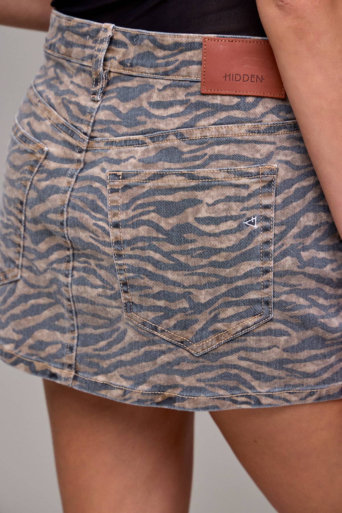 Peyton Tiger Print Stretch Denim Skirt